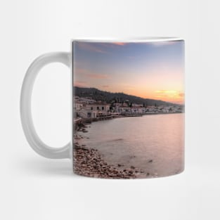 Sunset behind the town of Spetses island, Greece Mug